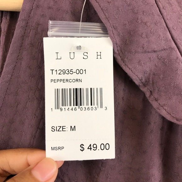 NWT Nordstrom Lush Peppercorn Long Sleeve Blouse Top SZ M - Picture 6 of 10